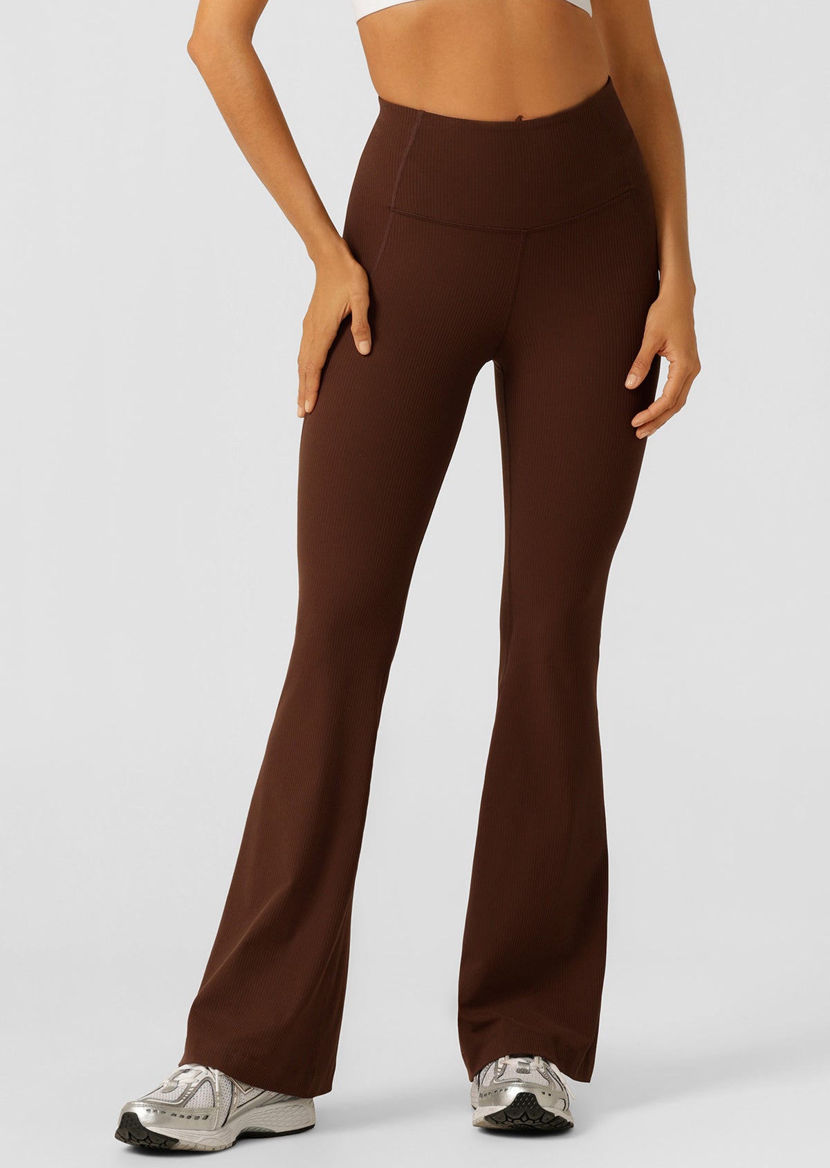 Lorna Jane Irresistible Stomach Support Rib Flared Leggings - Espresso