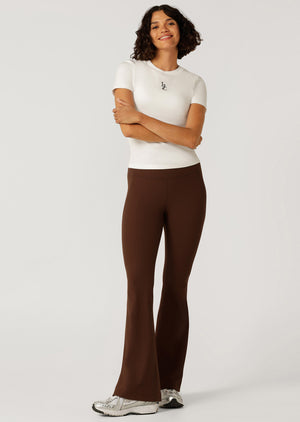 Lorna Jane Irresistible Stomach Support Rib Flared Leggings - Espresso