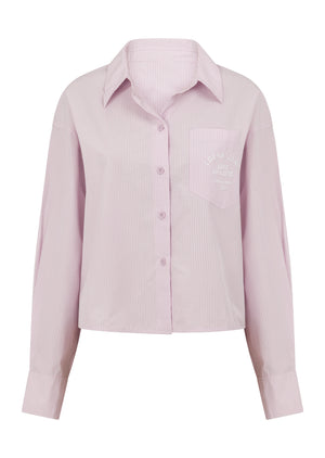 Lorna Jane Heritage Cropped Button Up Shirt - Violet Stripe