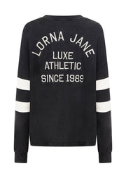 Lorna Jane Throwback Oversized Lightweight Sweat - Washed Black