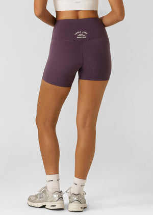Lorna Jane Limited Edition Lotus No Chafe 12cm Bike Shorts - Midnight Plum