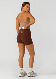 Lorna Jane Limited Edition Lotus No Chafe 12cm Bike Shorts - Truffle