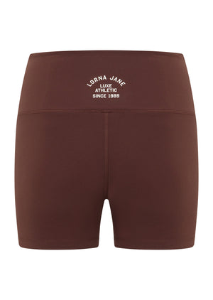 Lorna Jane Limited Edition Lotus No Chafe 12cm Bike Shorts - Truffle