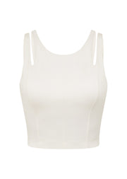 Lorna Jane Elements Cropped Active Bra Tank Combo - Porcelain
