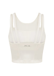 Lorna Jane Elements Cropped Active Bra Tank Combo - Porcelain