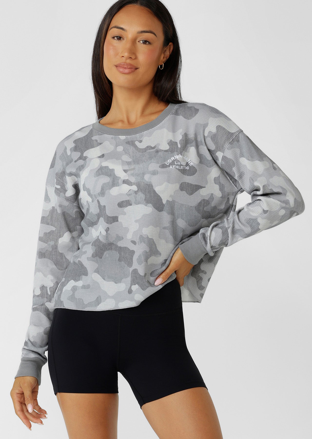 Lorna Jane Lotus Waffle Long Sleeve Top - Soft Camo Print