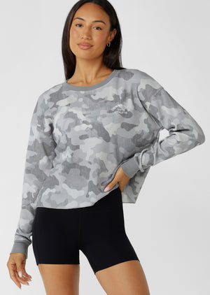 Lorna Jane Lotus Waffle Long Sleeve Top - Soft Camo Print