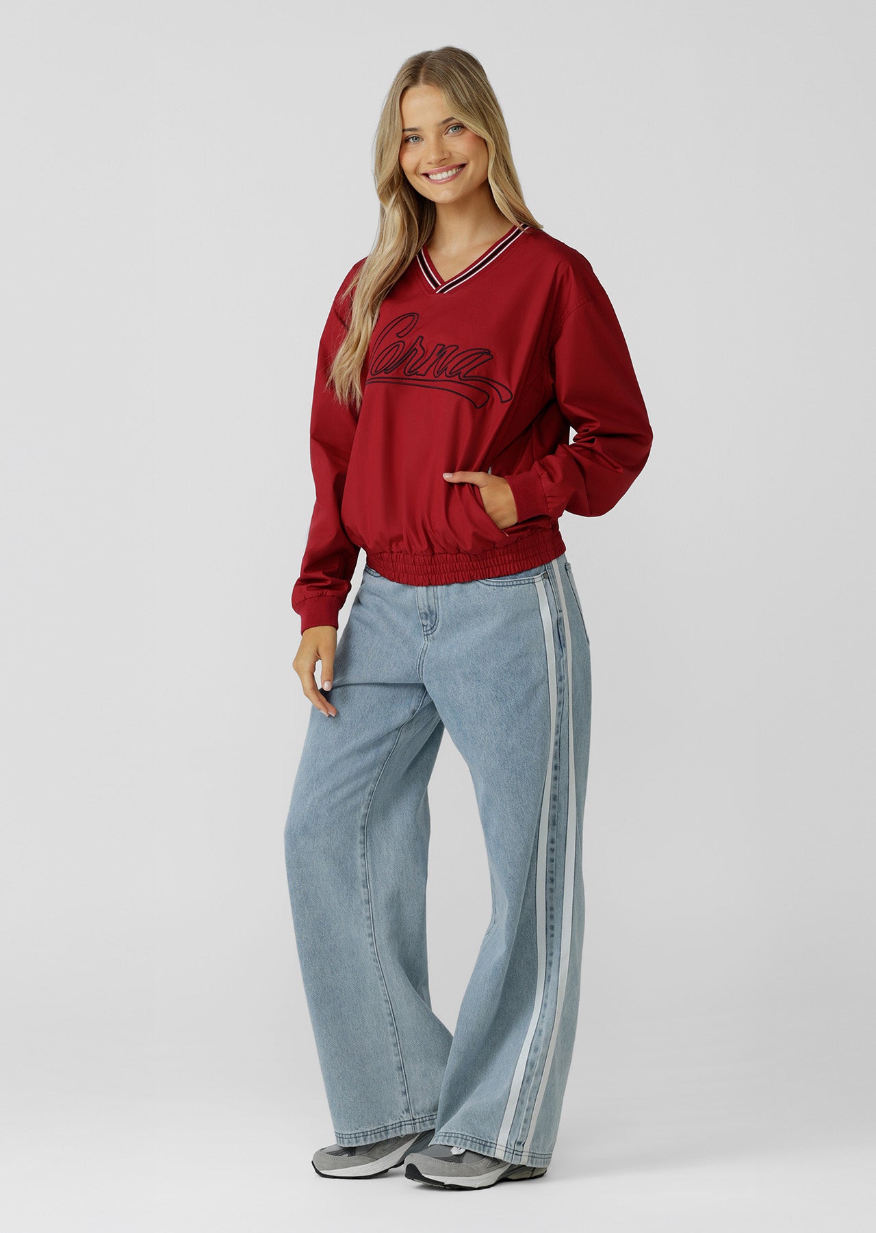 Lorna Jane Home Run V Neck Popover - Dark Red