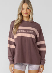 Lorna Jane Campus Oversized Washed Lightweight Sweat - Washed Stone