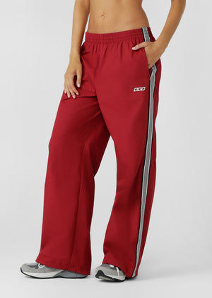 Lorna Jane Track Star Wide Leg Pants - Dark Red