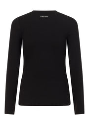 Lorna Jane Retro Snap Button Long Sleeve Rib Top - Black