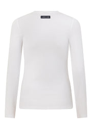 Lorna Jane Retro Snap Button Long Sleeve Rib Top - White
