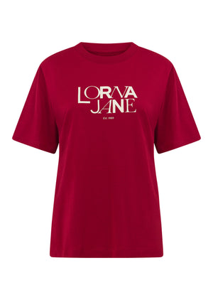 Lorna Jane Sweet Script Relaxed T-Shirt - Dark Red