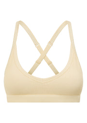 Lorna Jane Traveller Rib Sports Bra - Vanilla Creme