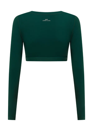 Lorna Jane Wrap It Up Long Sleeve Bra Top - Midnight Green