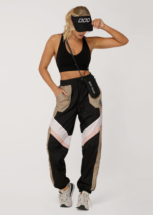 Lorna Jane Get Physical Colourblock Active Pants - Dark Off White Multi