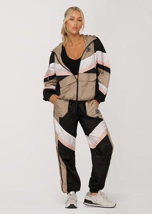 Lorna Jane Get Physical Colourblock Active Pants - Dark Off White Multi