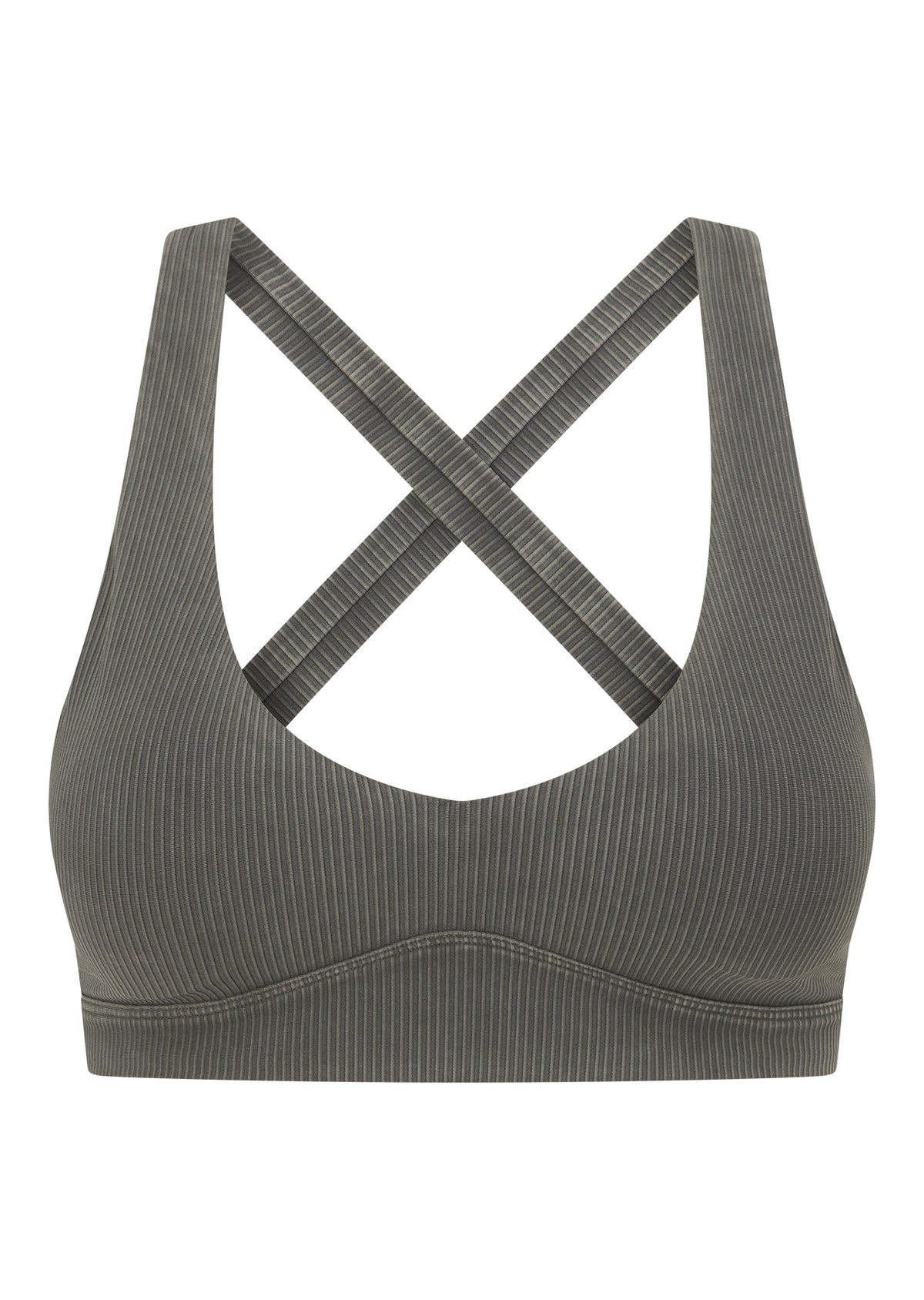 Lorna Jane Perform Washed Rib Sports Bra - Washed Khaki Haze