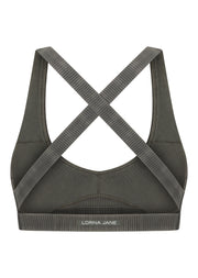 Lorna Jane Perform Washed Rib Sports Bra - Washed Khaki Haze