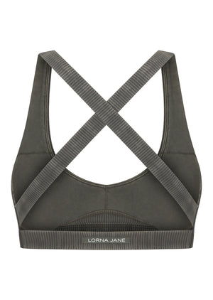 Lorna Jane Perform Washed Rib Sports Bra - Washed Khaki Haze