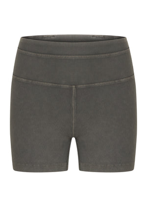 Lorna Jane Perform Washed Rib 12cm Bike Shorts - Washed Khaki Haze