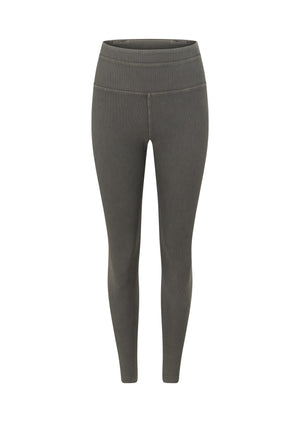 Lorna Jane Perform Washed Rib Ankle Biter Leggings - Washed Khaki Haze