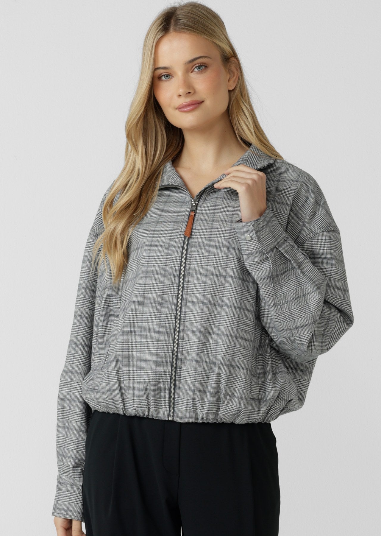Lorna Jane Studio Jacket - Grey Mini Check