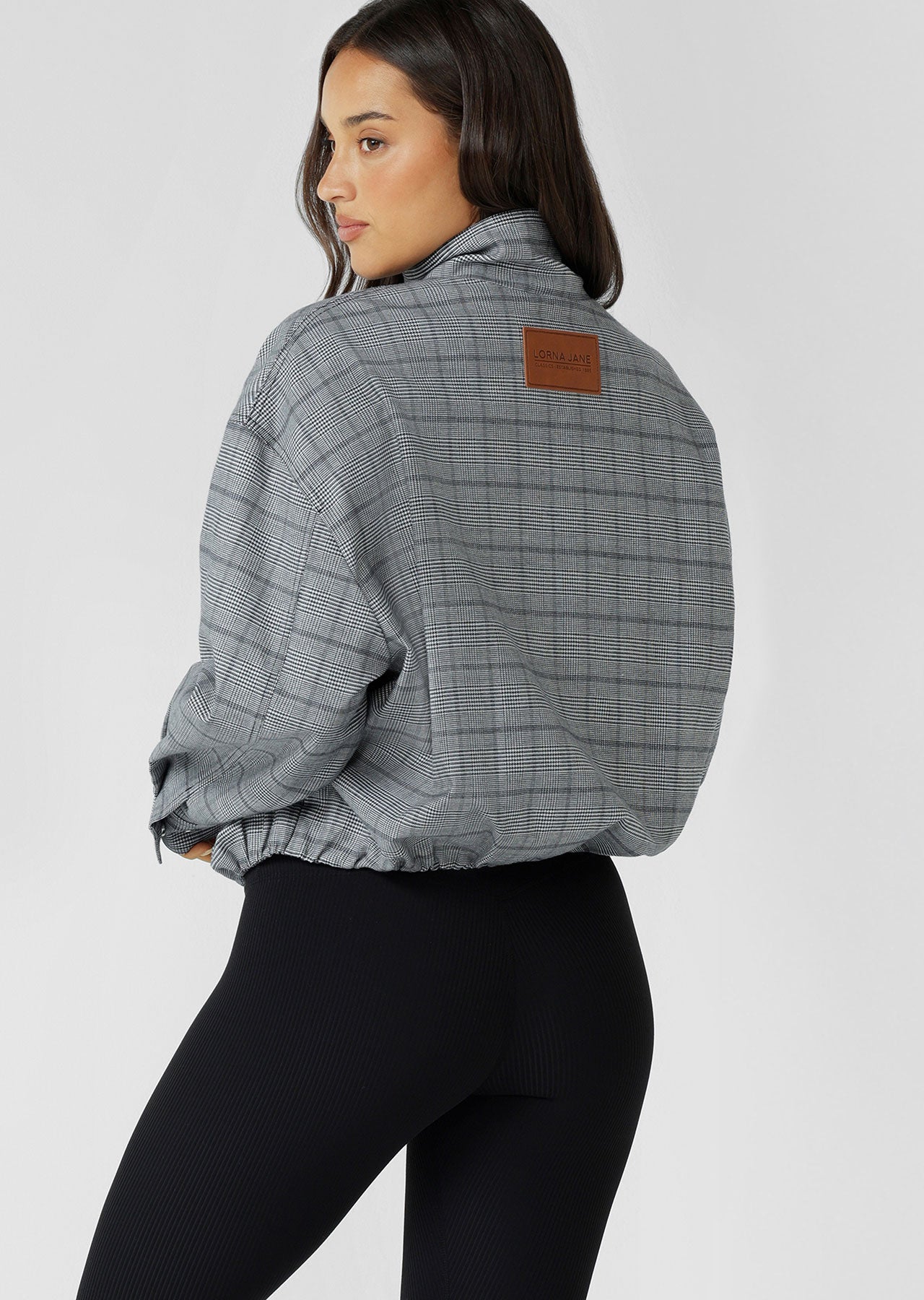 Lorna Jane Studio Jacket - Grey Mini Check