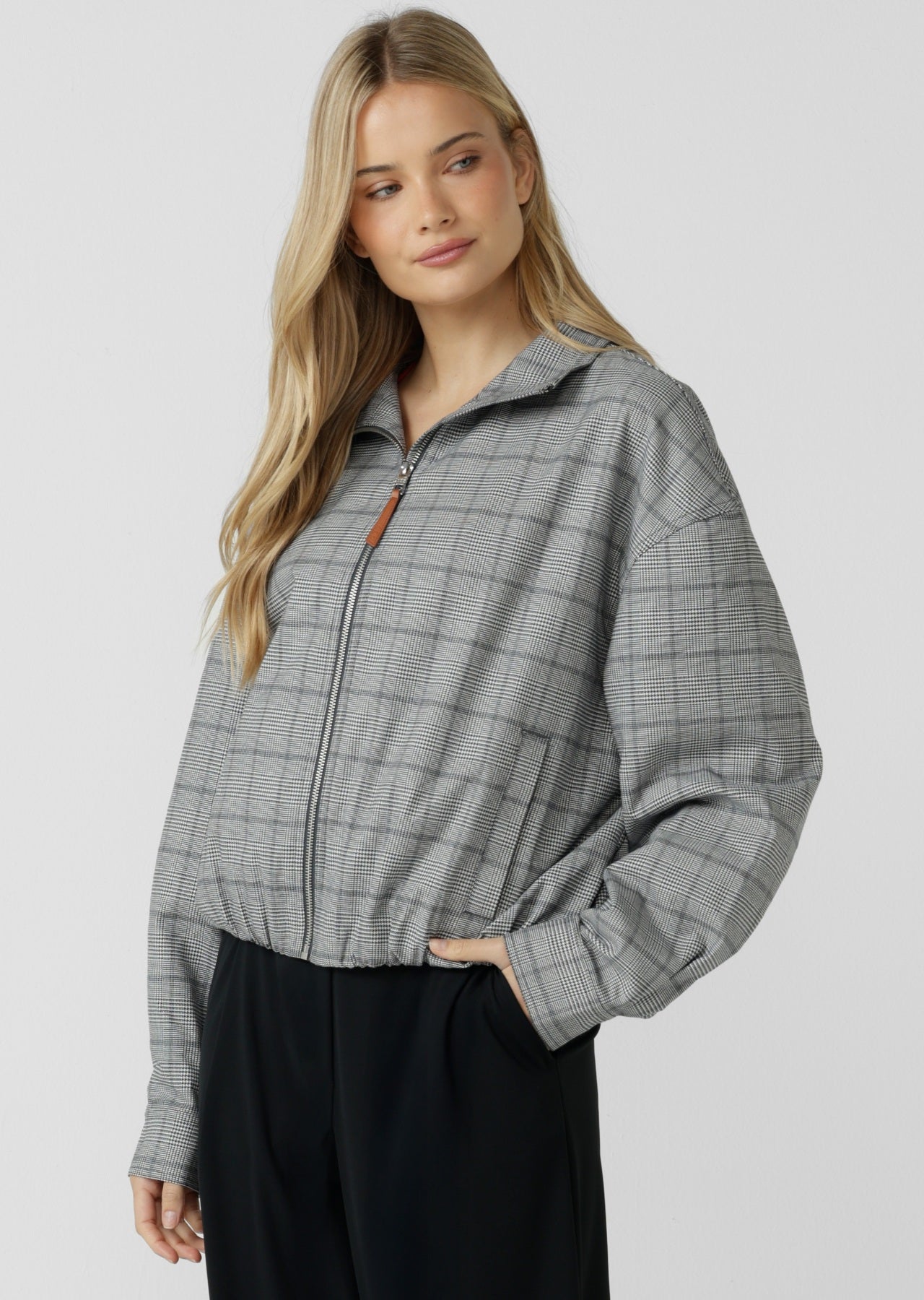Lorna Jane Studio Jacket - Grey Mini Check
