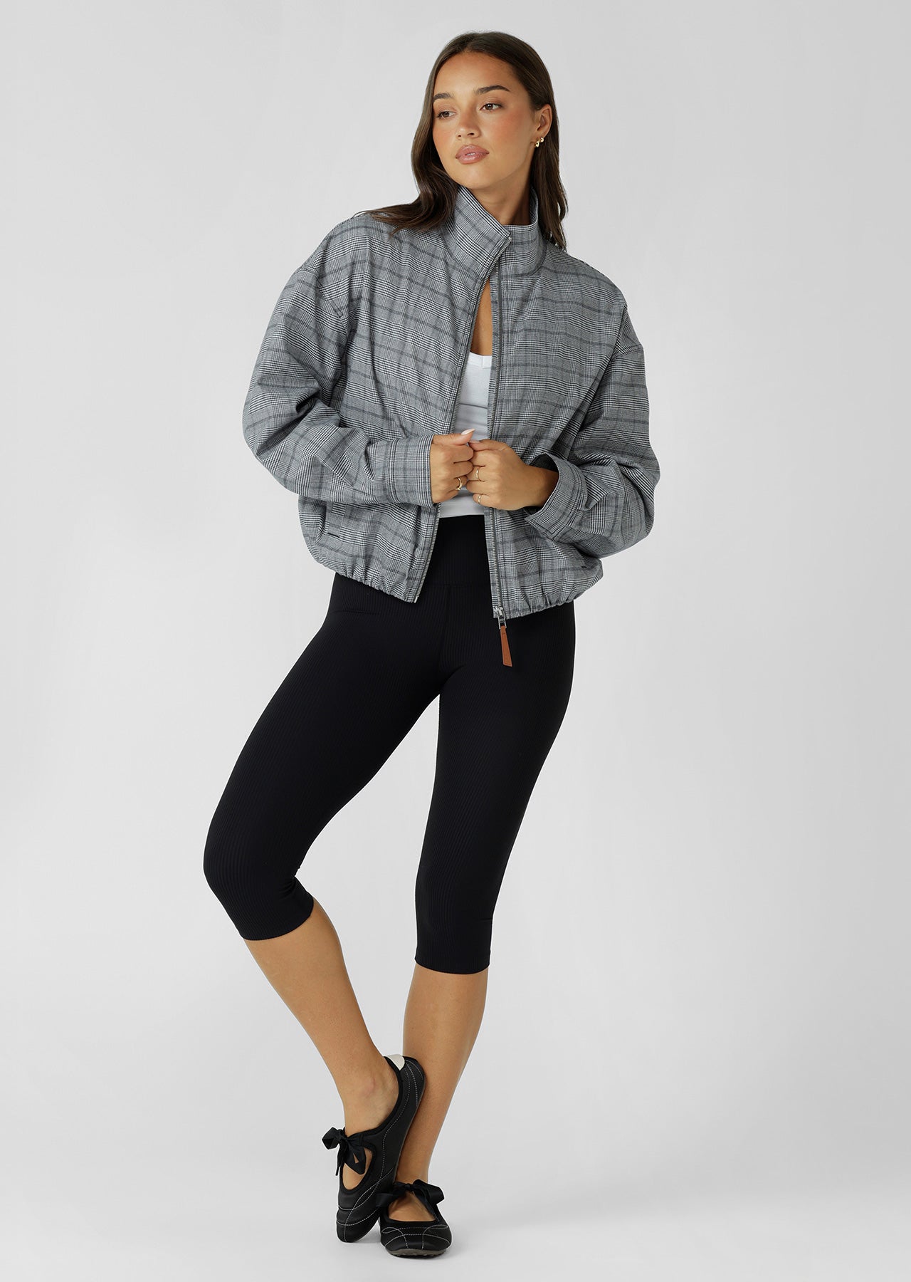 Lorna Jane Studio Jacket - Grey Mini Check