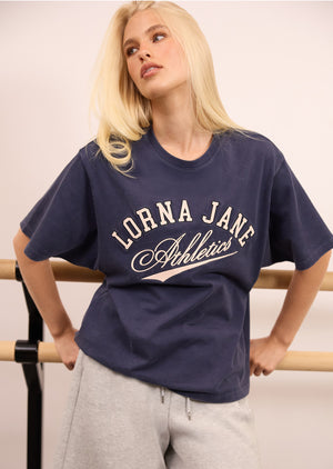 Lorna Jane Fan Favourite Washed T-Shirt - Washed Platinum Navy