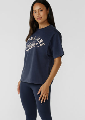 Lorna Jane Fan Favourite Washed T-Shirt - Washed Platinum Navy