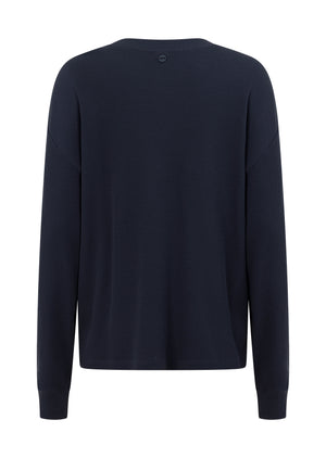 Lorna Jane Everyday Ease Waffle Long Sleeve T-Shirt - Platinum Navy
