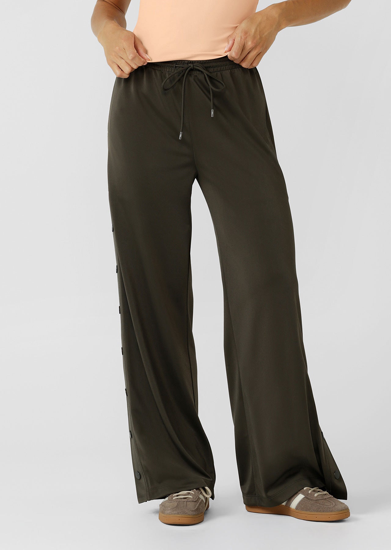 Lorna Jane Retro Snap Pants - Dark Khaki Haze