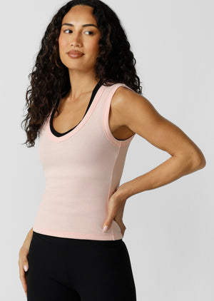 Lorna Jane Define Plunge Neck Tank - Enchanted Pink