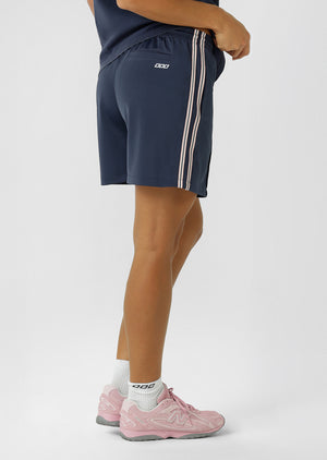 Lorna Jane Retro Shine Longline Shorts - Platinum Navy