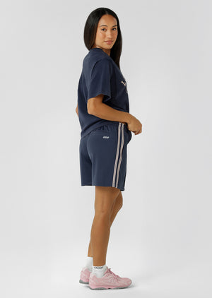 Lorna Jane Retro Shine Longline Shorts - Platinum Navy