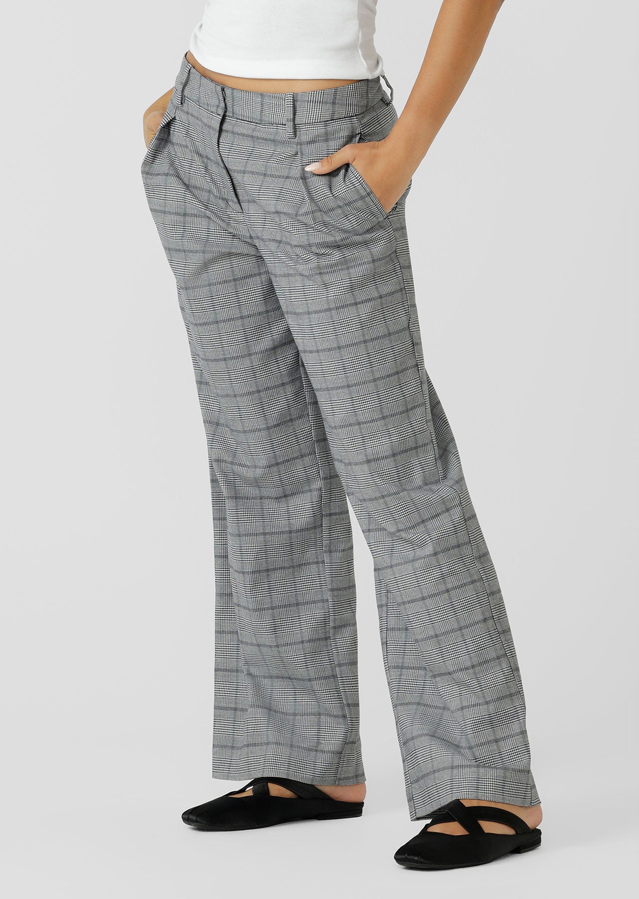 Lorna Jane Studio Tailored Pants - Grey Mini Check