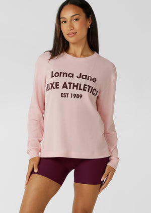 Lorna Jane Off Duty Waffle Long Sleeve T-Shirt - Peony