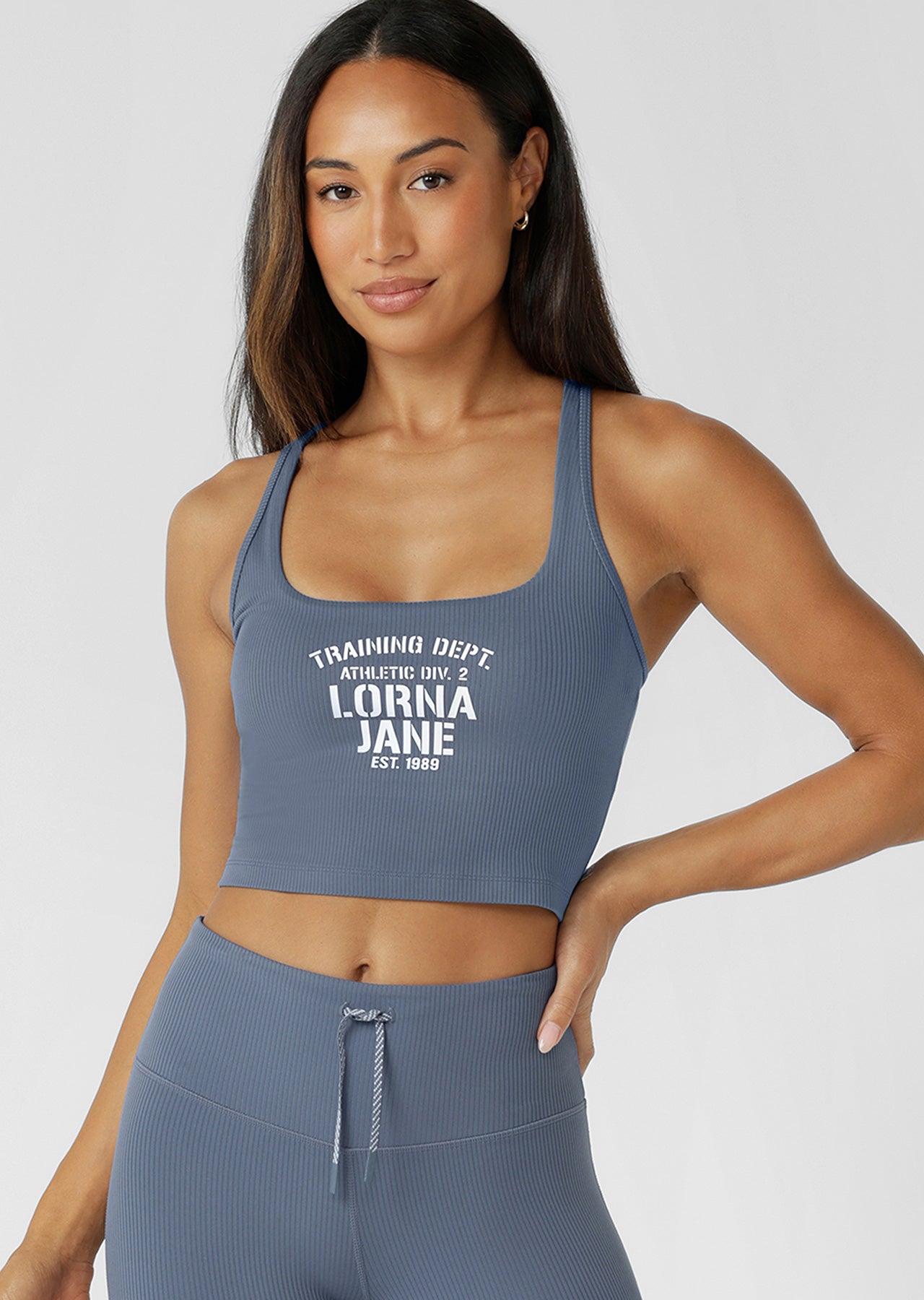 Lorna Jane Training Day Rib Bra Tank Combo - Powder Grey