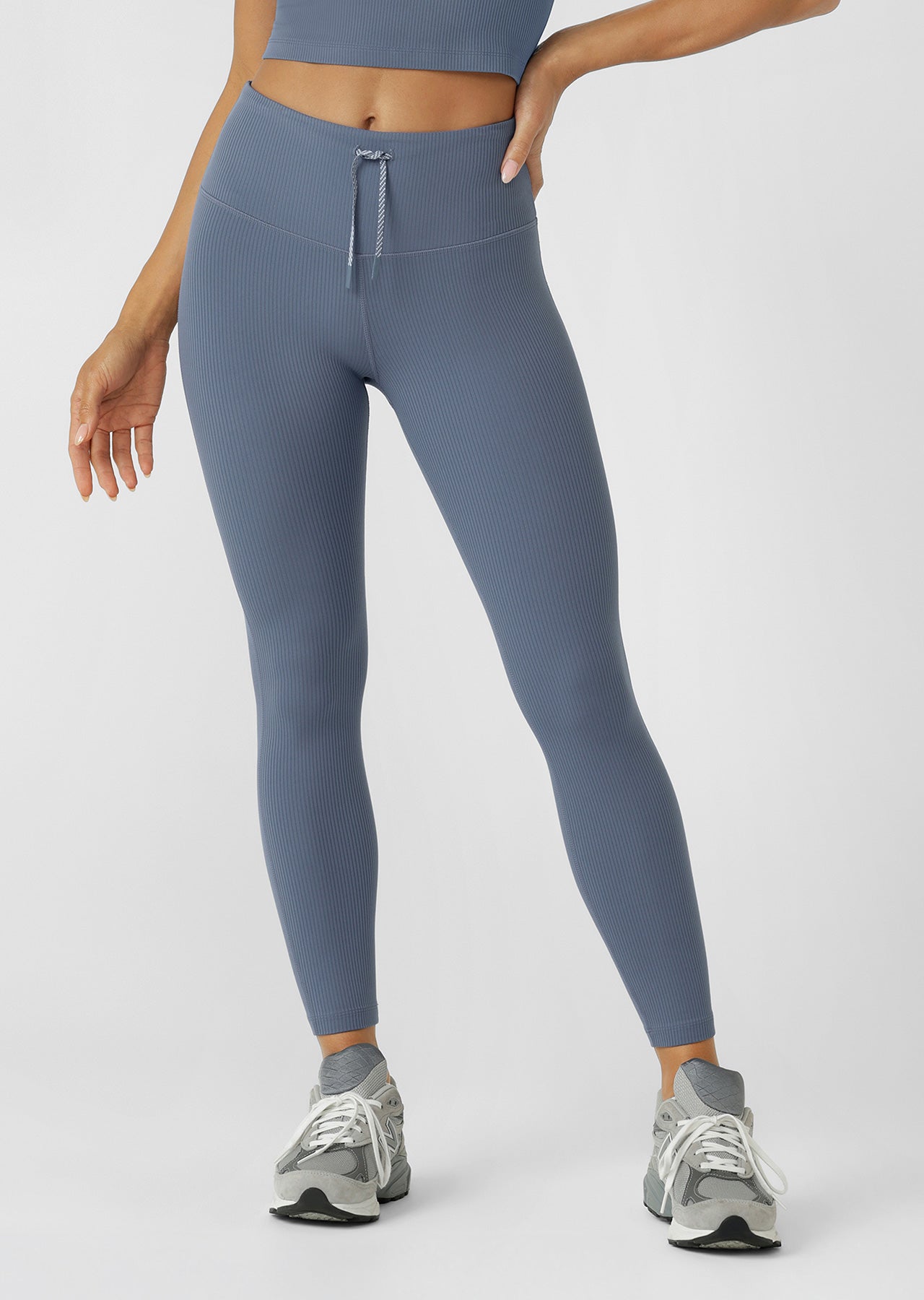 Lorna Jane Training Day Rib Ankle Biter Leggings - Powder Grey