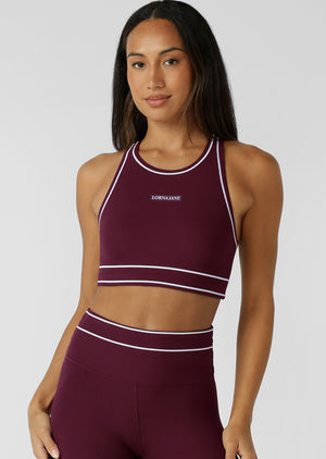 Lorna Jane All Star Luxe Rib Sports Bra - Plum Red