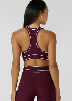 Lorna Jane All Star Luxe Rib Sports Bra - Plum Red