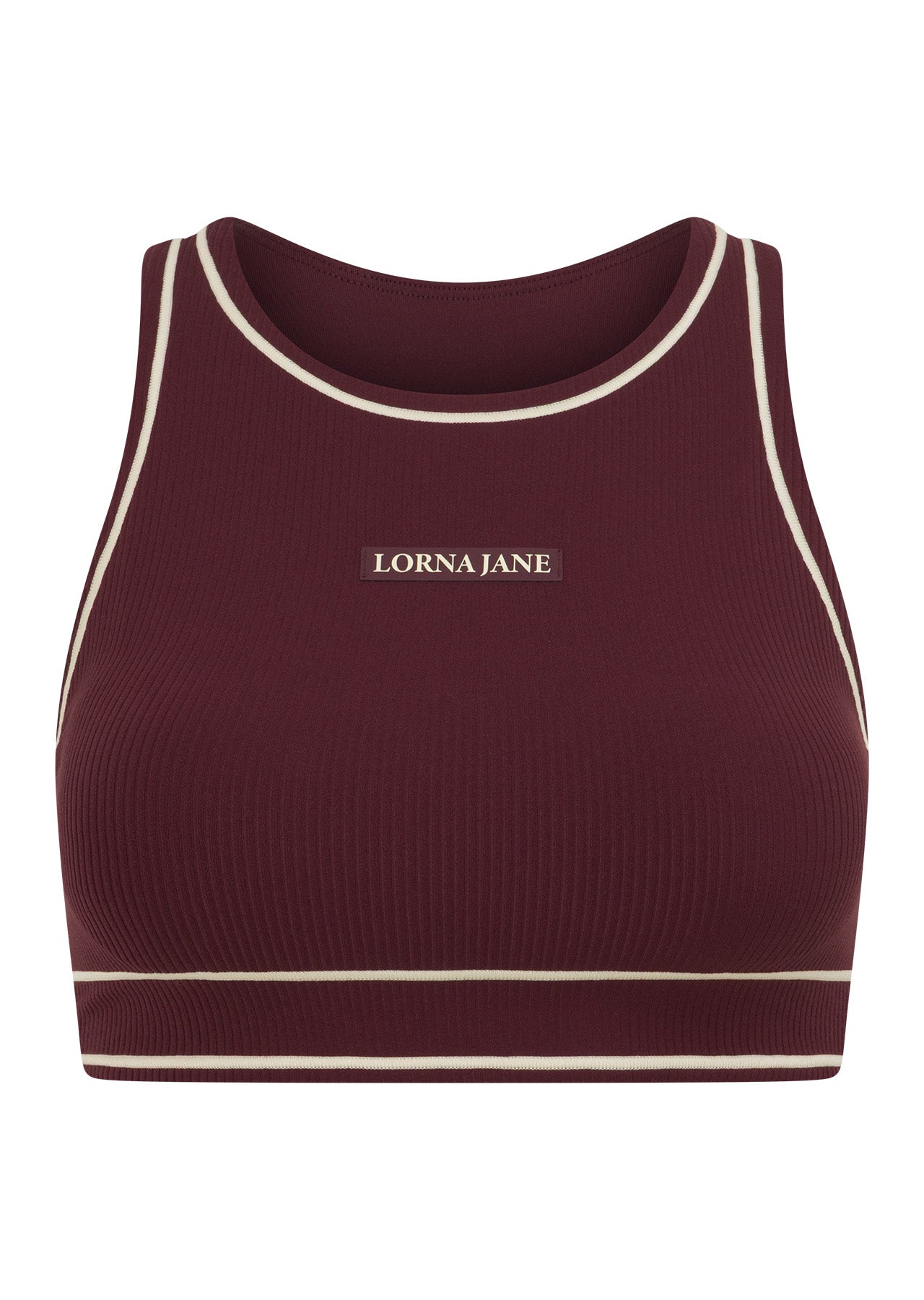 Lorna Jane All Star Luxe Rib Sports Bra - Plum Red