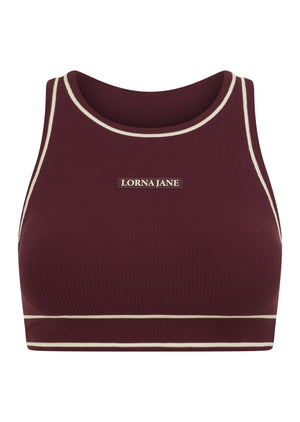 Lorna Jane All Star Luxe Rib Sports Bra - Plum Red
