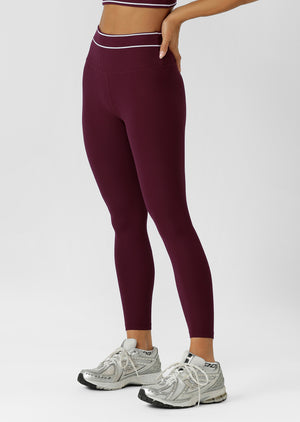 Lorna Jane All Star Luxe Rib Ankle Biter Leggings - Plum Red