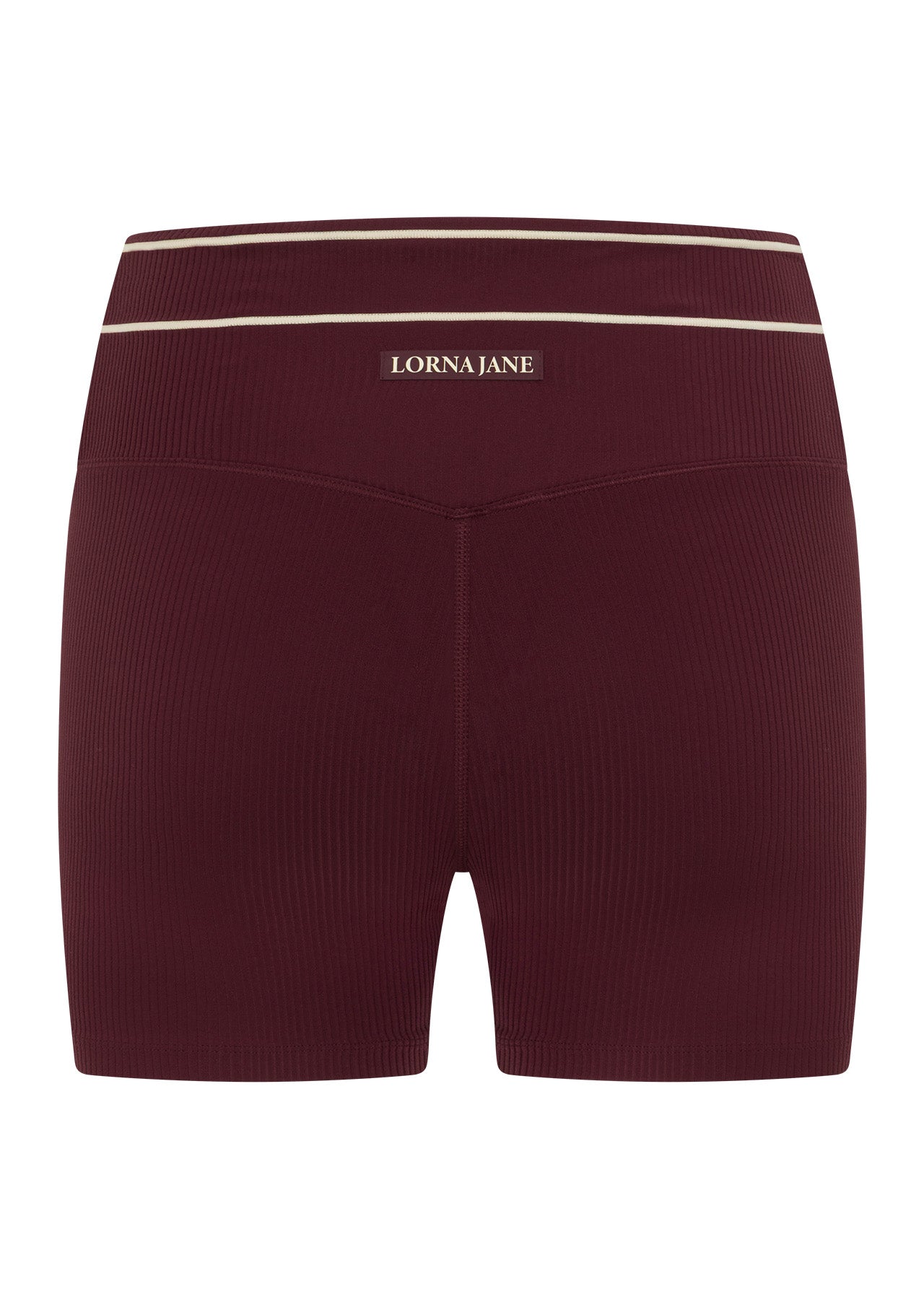 Lorna Jane All Star Luxe Rib 12cm Bike Shorts - Plum Red