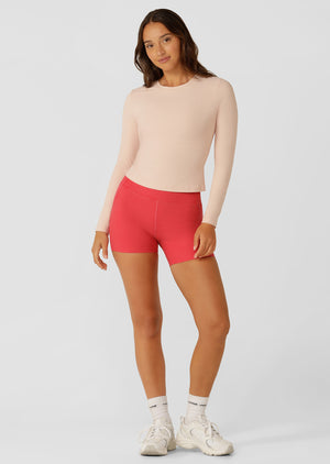 Lorna Jane Ultimate Comfort Long Sleeve Rib Top - Dark Dusty Pink
