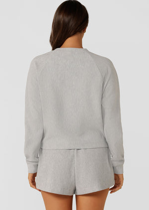 Lorna Jane Retreat Rib Long Sleeve Top - Grey Marl