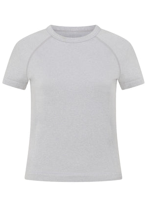 Lorna Jane Tempo Seamless Short Sleeve Active Top - Light Grey Marl
